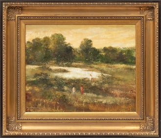 Mary Katharine Loyacano McCravey, American/Mississippi 1910-2009, "Landscape with Stream", oil on
