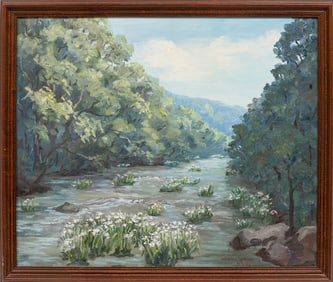 Warree LeBron, American/Alabama 1910-1998, ?Cahaba Lilies?, oil on canvas