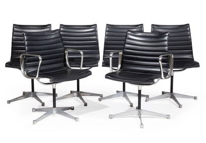 Six Charles and Ray Eames for Herman Miller Aluminum Group Swivel Chairs