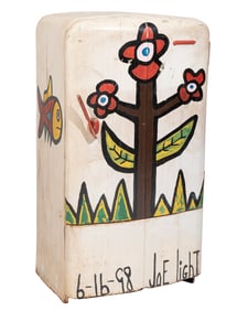 Joe Louis Light, American/Tennessee 1934-2005, ?Flower Fridge?, mixed media on vintage Westinghouse