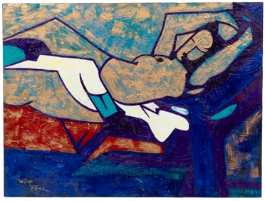 William Tolliver, American/Louisiana 1951-2000, ?Golden Lady II?, mixed media on gallery-wrapped