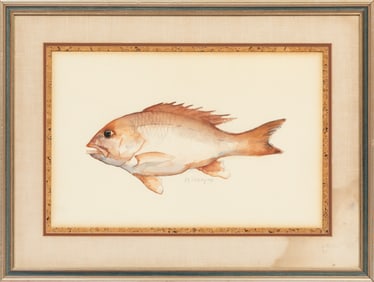 Michael Crespo, American/Louisiana 1947-2010, "Red Snapper", watercolor and graphite on Arches paper