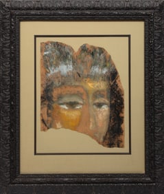 David Harouni, Iranian/Louisiana b. 1962, "Cleopatra", oil on torn paper