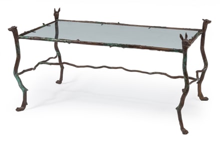 Frank Fleming, American/Alabama 1940-2018, "Hare and Dog Table", patinated bronze