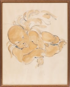 George Valentine Dureau, American/Louisiana 1930-2014, "Cherub", watercolor, graphite and pastel on