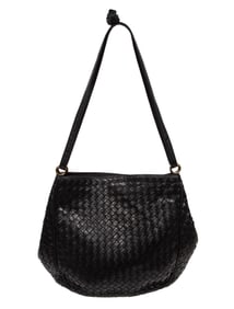 Vintage Bottega Veneta Black Intrecciato Leather Handbag