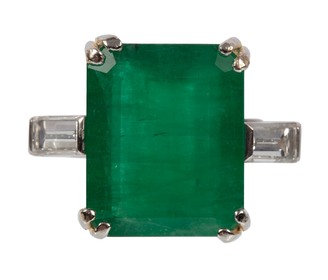 Platinum, 18 kt. Yellow Gold, Emerald and Diamond Ring (1 of 3)