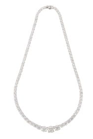 14 kt. White Gold and Graduated Diamond Necklace
