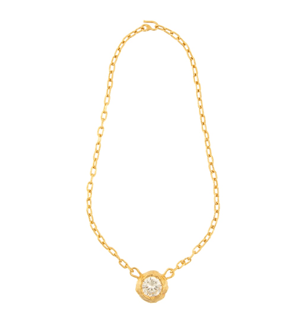 Custom Jean Mahie 22 kt. Yellow Gold Chain Necklace with 9.00-10.00 Carat Diamond Pendant (1 of 5)