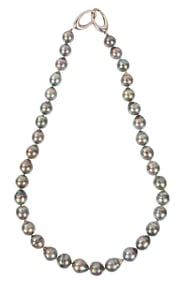 Sterling Silver and Baroque Tahitian Pearl Necklace