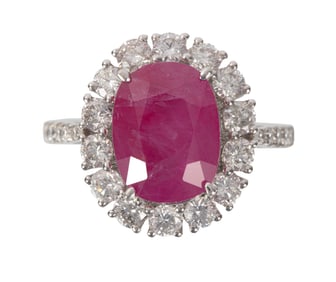 Platinum, Burmese Ruby and Diamond Ring