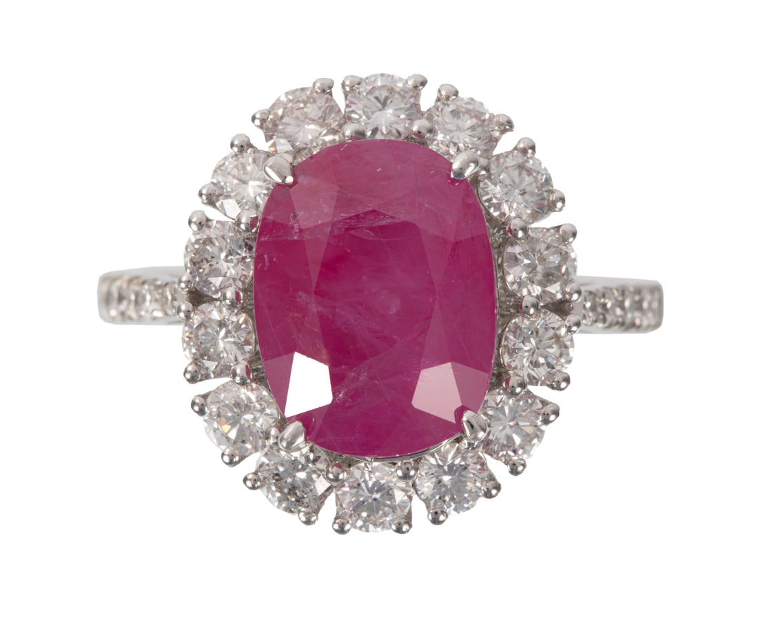Platinum, Burmese Ruby and Diamond Ring (1 of 3)