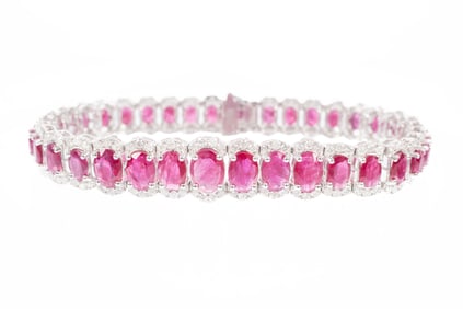 Platinum, Burmese Ruby and Diamond Bracelet