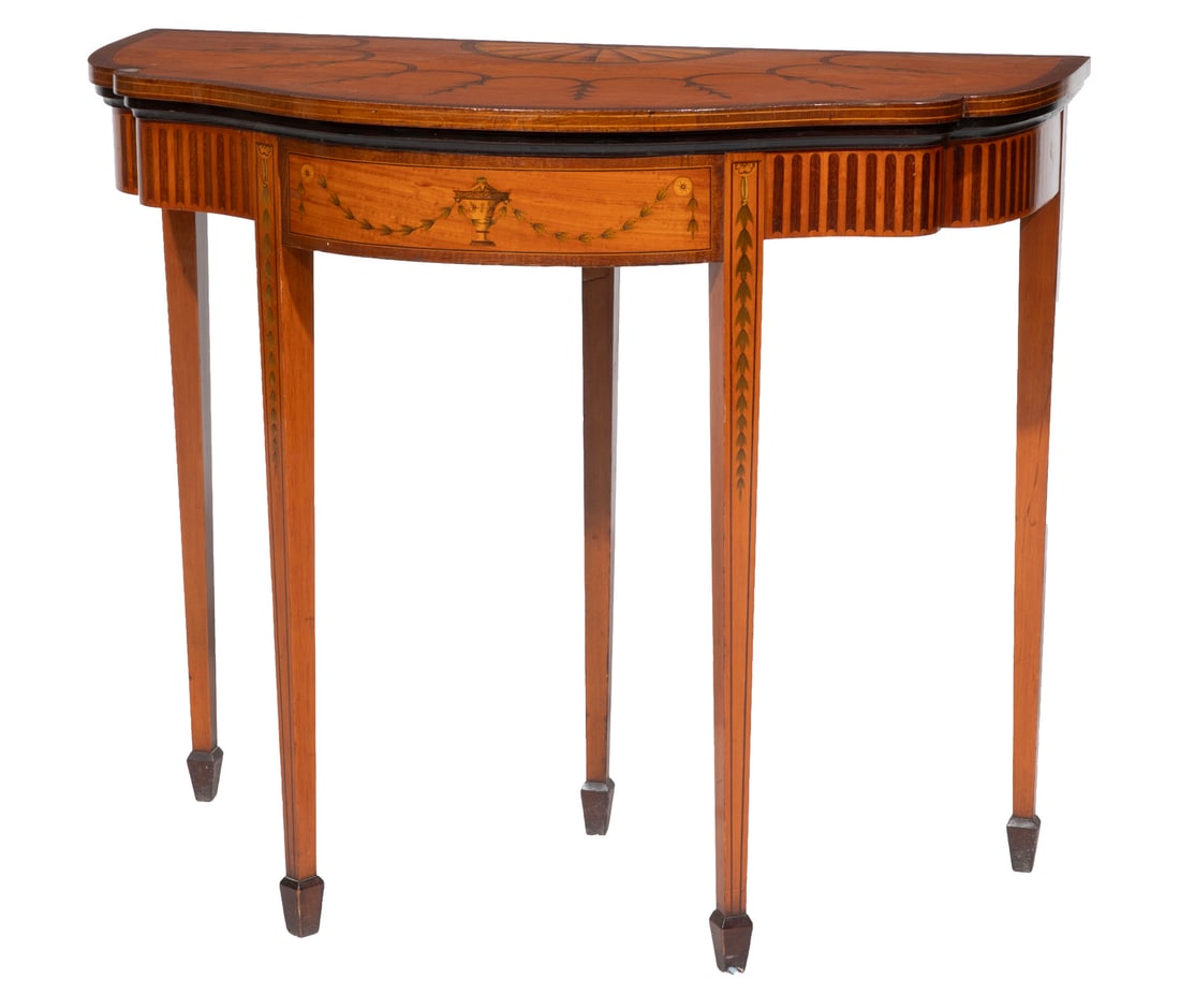 Adams-Style Inlaid Satinwood Games Table (1 of 4)