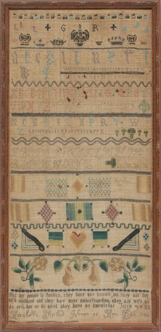 Colonial American Schoolgirl Needlework Sampler (1 of 8)