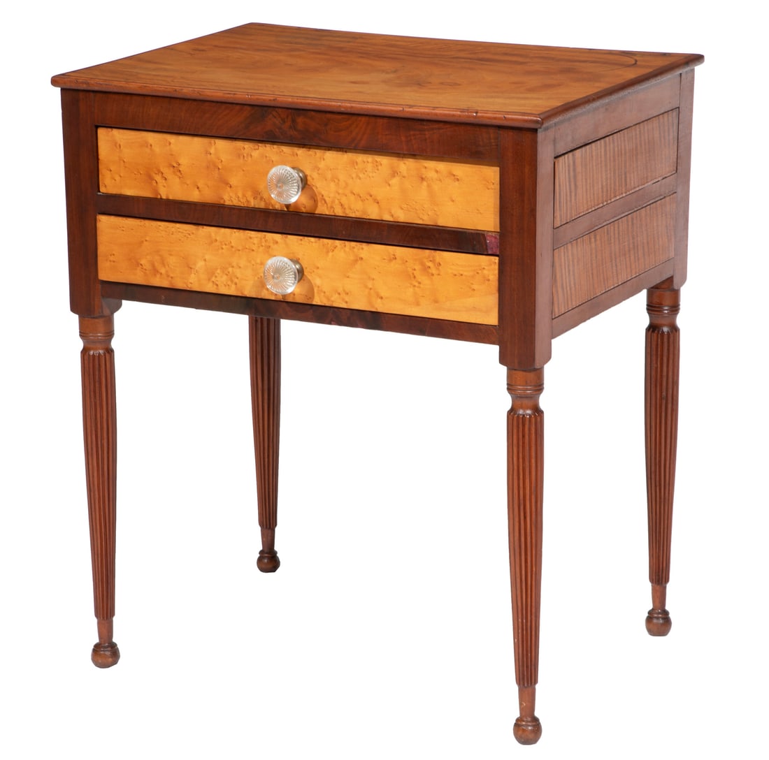 American Sheraton Birdseye Maple and Mahogany Work Table (1 of 4)