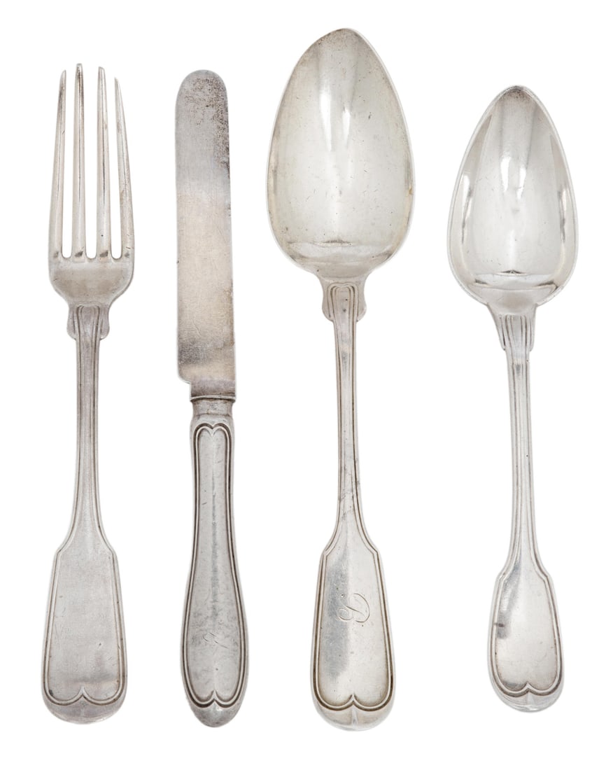 Brandon Hall Fiddlethread Coin Silver Flatware Service (1 of 3)