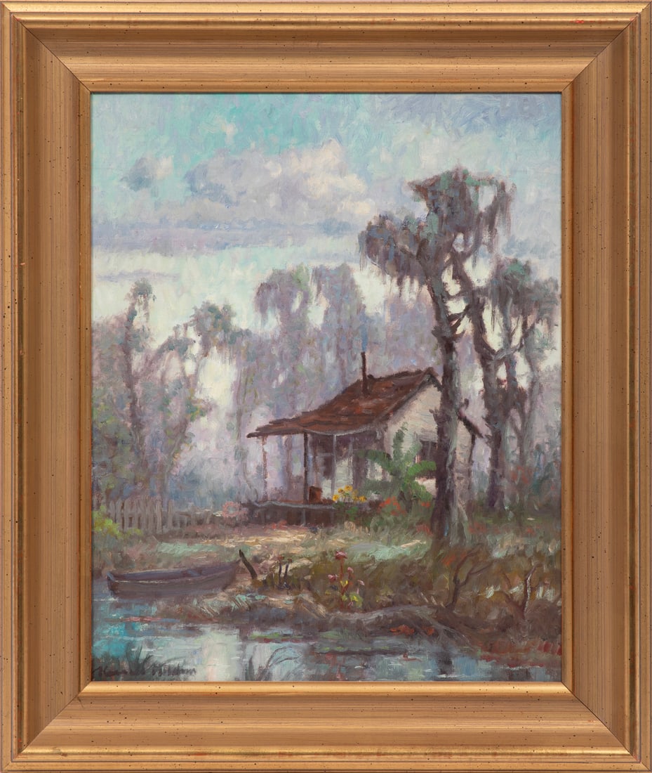 Knute Heldner, Swedish/Louisiana 1877-1952, "Swamp Idyll", oil on canvas (1 of 8)