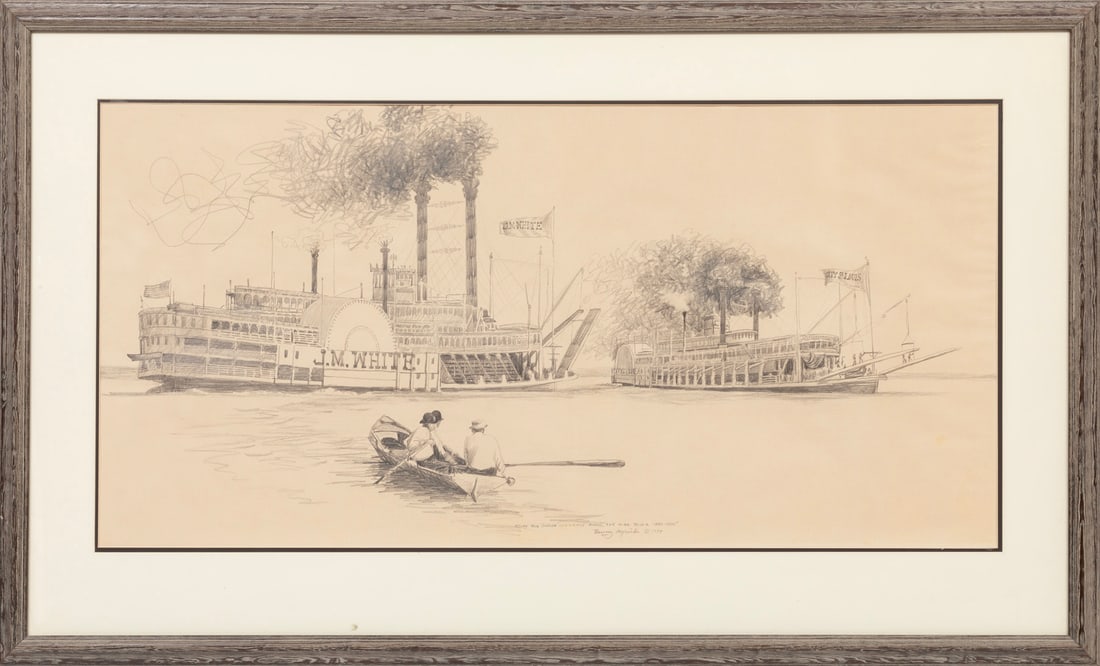 Burny Myrick, American/Louisiana b. 1919, "Study for Series 'Commerce along the Miss. River (1 of 3)