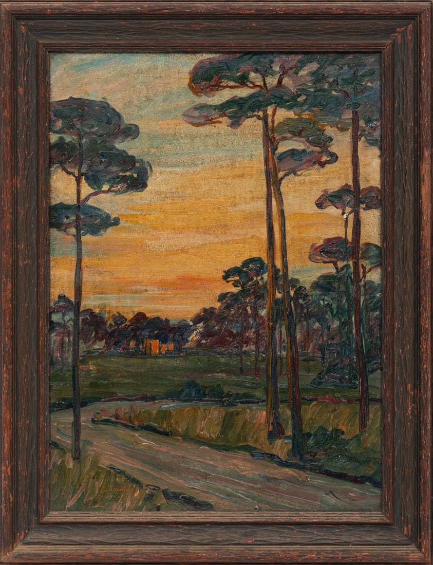 Mary Louise Liddell Jordan Hemenway, American/Louisiana 1893-1970, "Louisiana Pines", oil on canvas (1 of 3)