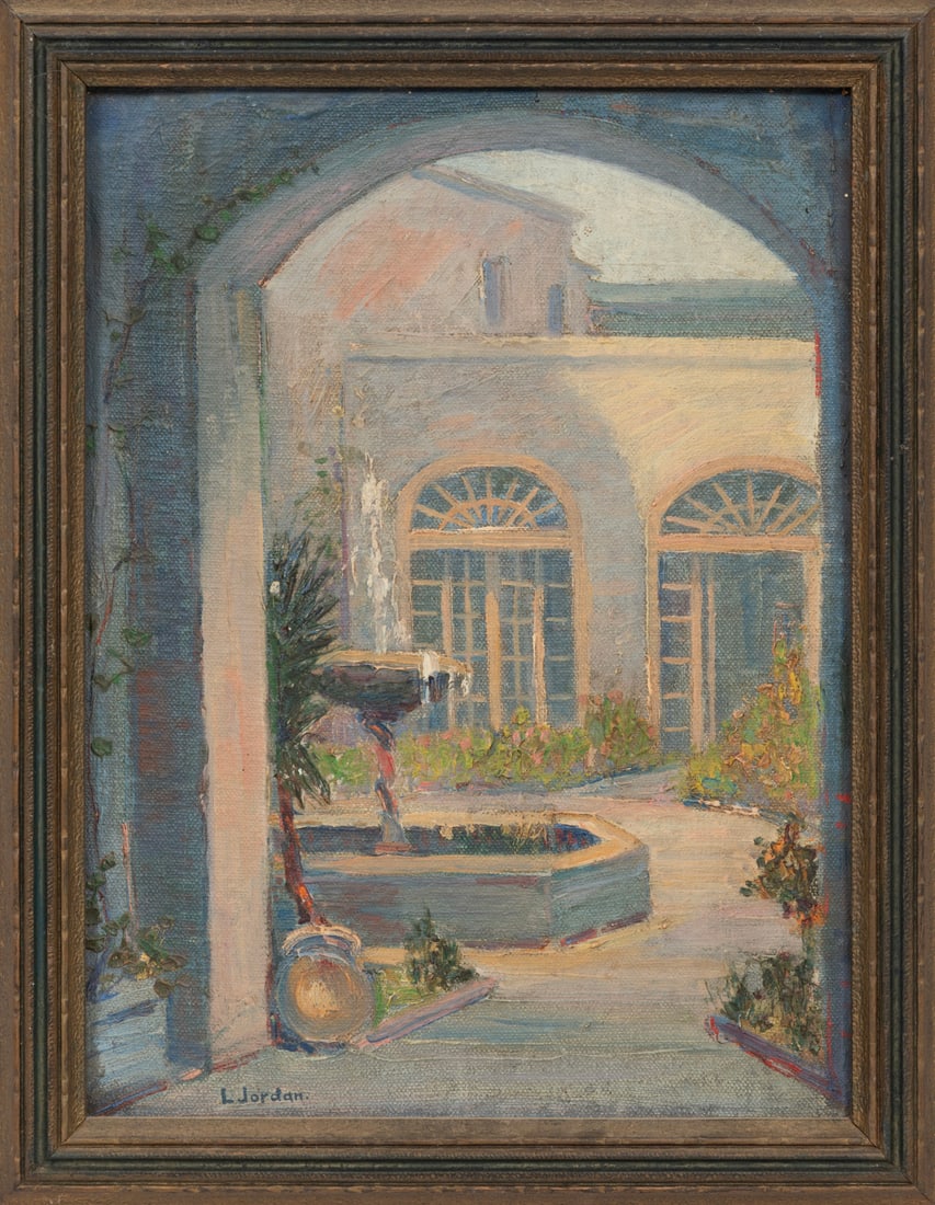 Mary Louise Liddell Jordan Hemenway, American/Louisiana 1893-1970, "New Orleans Courtyard", oil on (1 of 3)