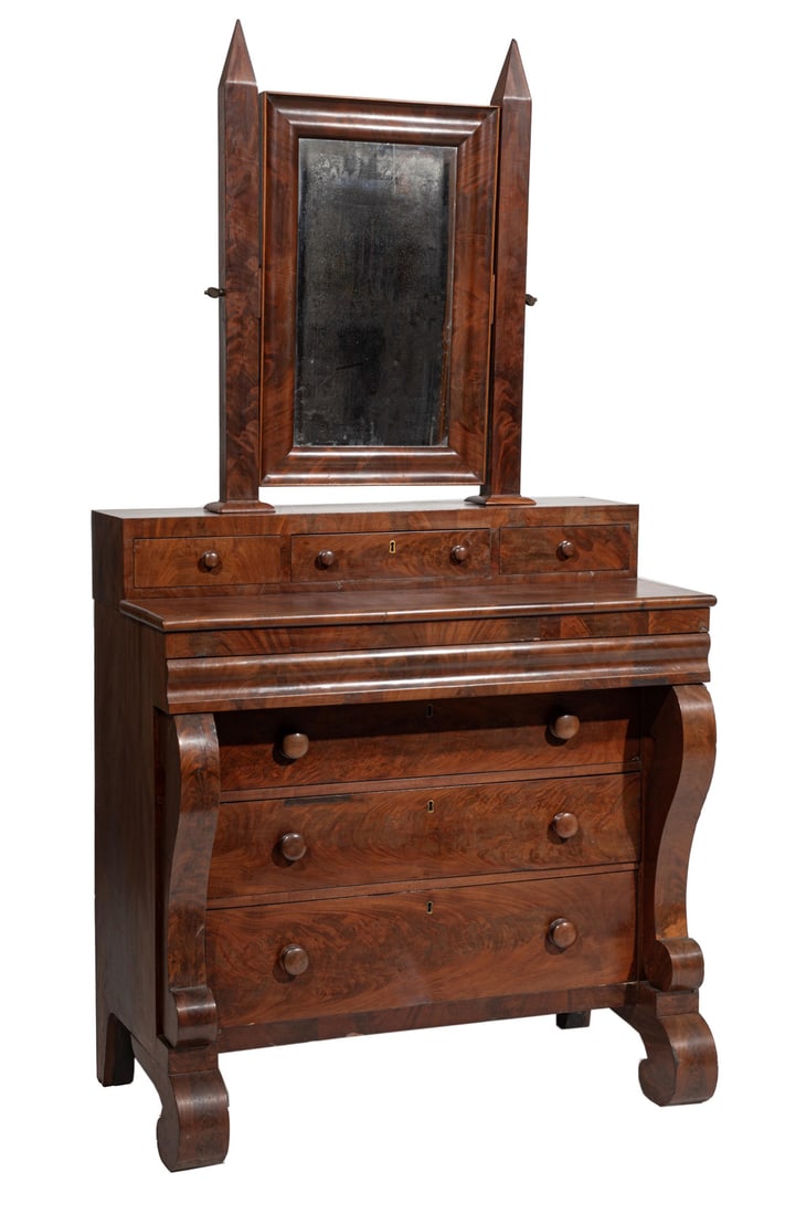 American Late Classical Figured Mahogany Dressing Chest (1 of 4)