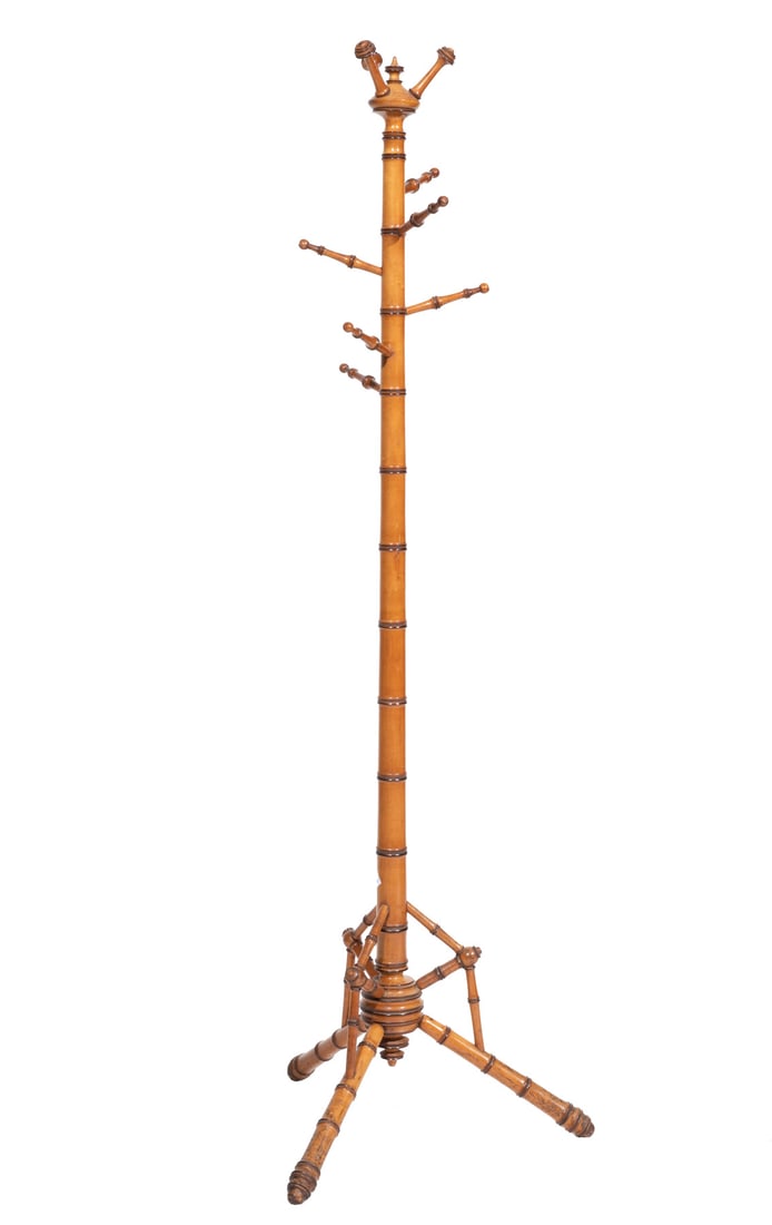 American Aesthetic Maple Faux Bamboo Coat Rack: American Aesthetic Maple Faux Bamboo Coat Racklate 19th c., attr. to R.J. Horner & Co., New York,
