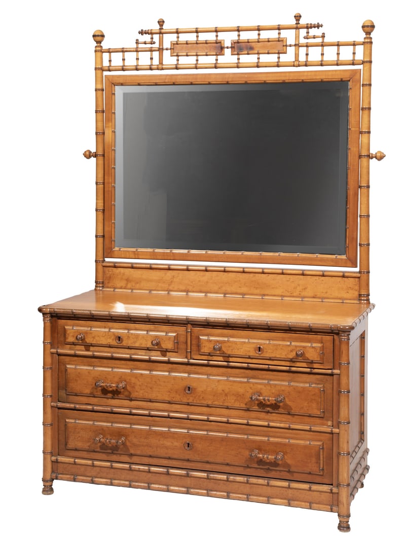 American Aesthetic Faux Bamboo Maple and Birdseye Maple Dresser (1 of 4)