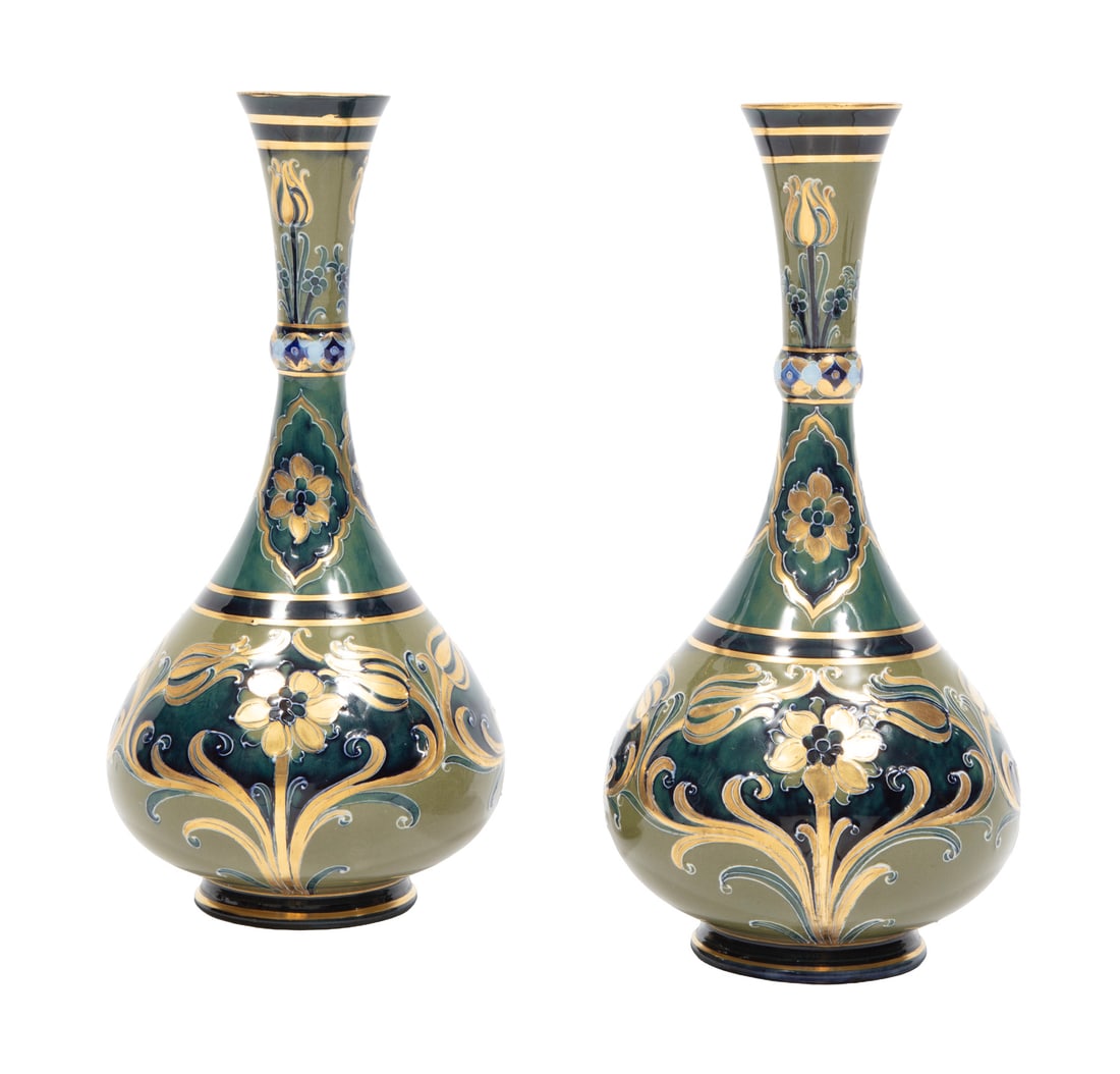 Pair of William Moorcroft for Macintyre Florian Ware Vases (1 of 4)