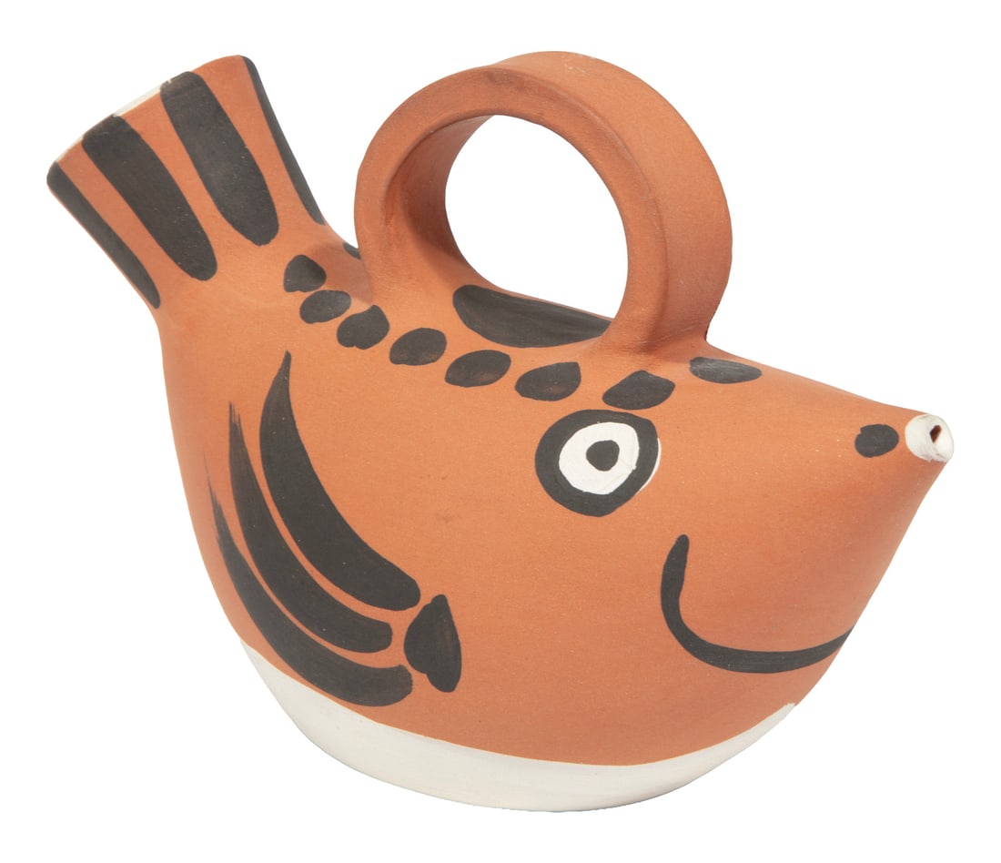 Pablo Picasso, Spanish 1881-1973, "Sujet Poisson/Fish Subject" (Ramie 139), red earthenware clay: Pablo PicassoSpanish, 1881-1973"Sujet Poisson/Fish Subject" (Ramie 139)red earthenware clay1952, decoration in engobes, stamped "Edition Picasso" and Madoura Plein Feu", from an edition of 500 copies,