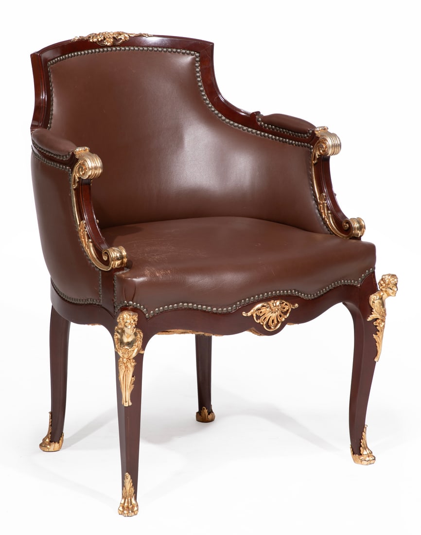 Empire-Style Bronze Mounted Mahogany Bergere (1 of 4)