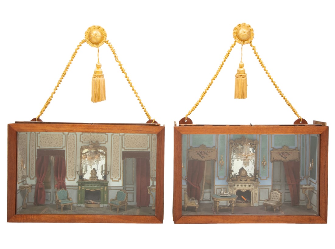 Two French Room Dioramas: Two French Room Dioramasdepicting Louis XVI period salons, h. 11 in. w. 17 in., d. 5 in.Provenance: Estate of Mr. & Mrs. Jacob Cohen, Manheim Galleries, New Orleans June 6,1980