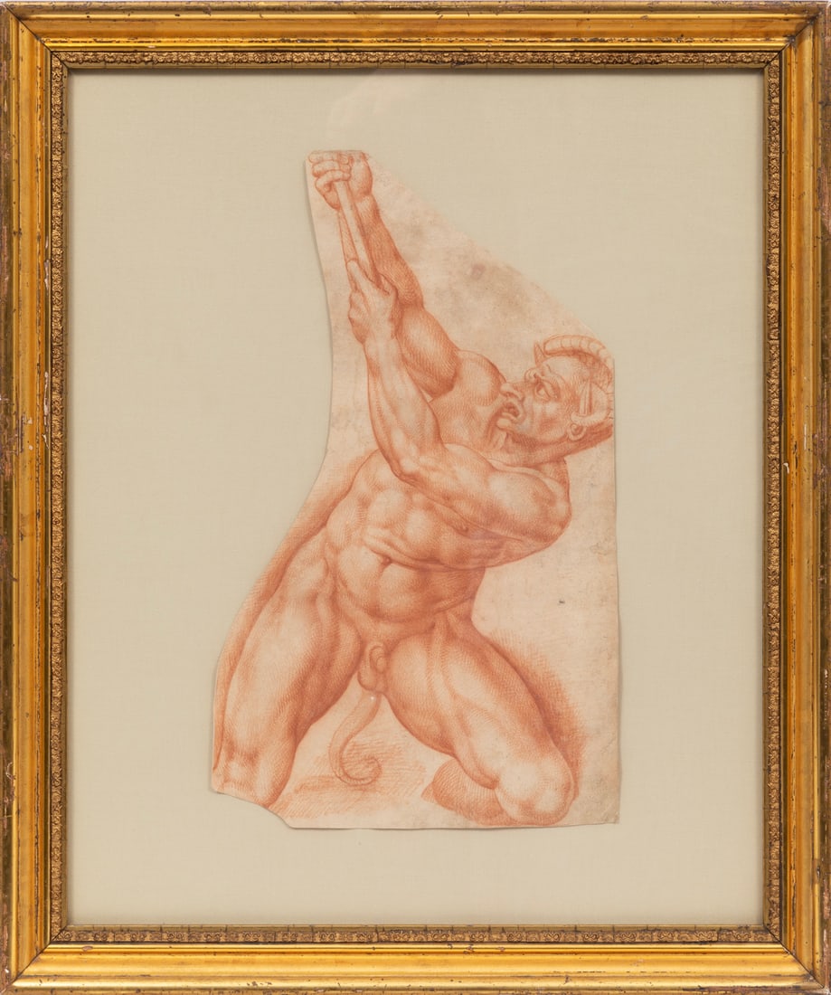 After Michelangelo Buonarroti, Italian 1475-1564, "Imp from the Sistine Chapel Last Judgement (1 of 2)