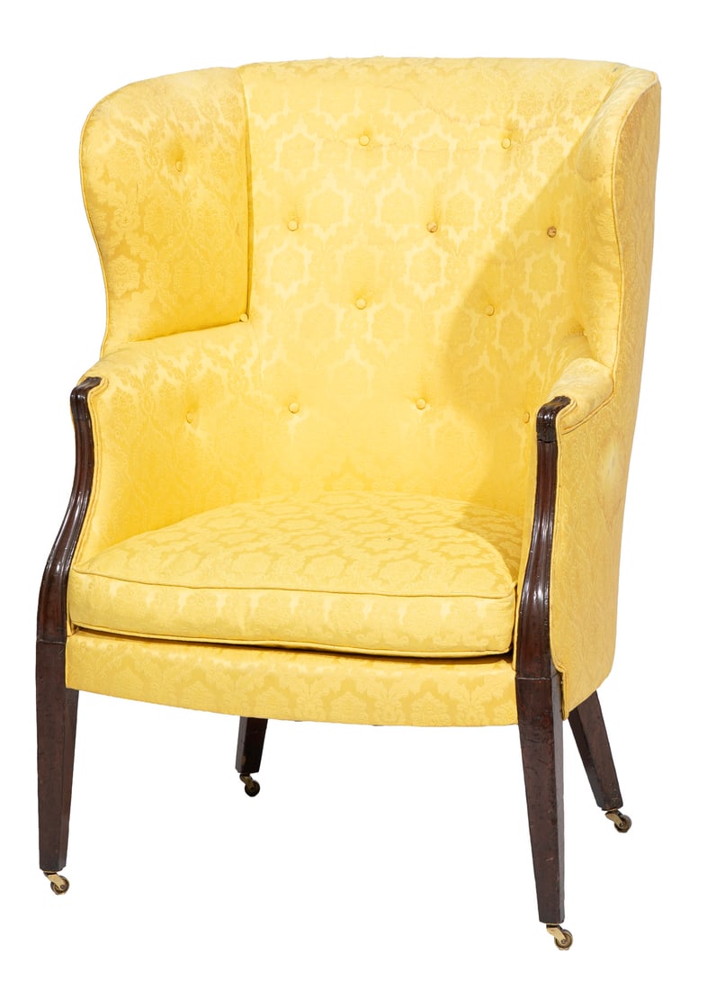 Georgian Carved Walnut Barrelback Wingchair (1 of 3)