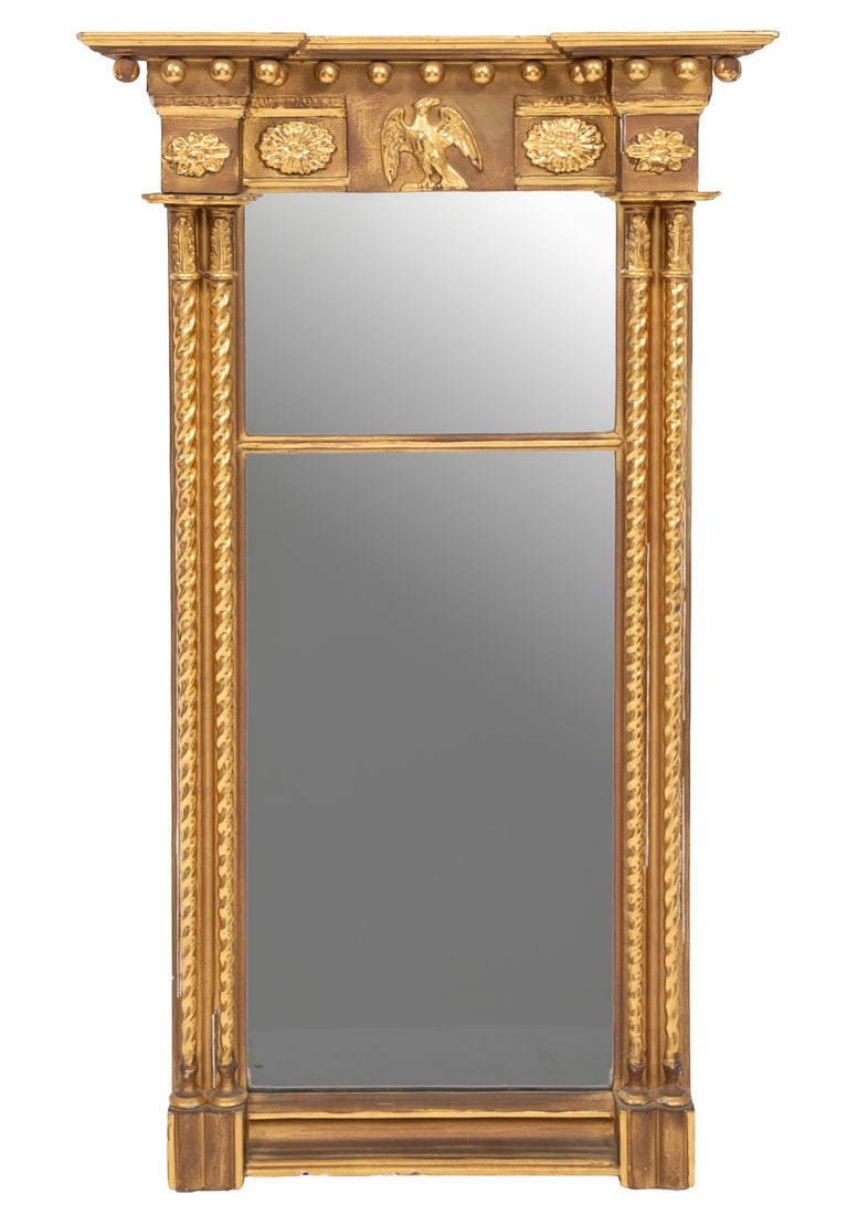 American Giltwood Pier Mirror: American Giltwood Pier Mirror45 x 26 x 5 1/4 in. (114.3 x 66 x 13.3 cm.)