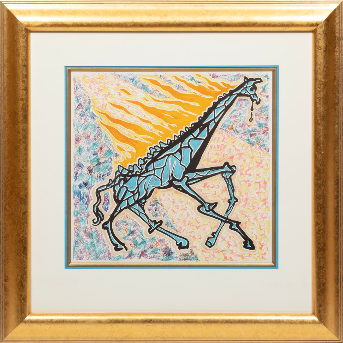 Salvador Dali, Spanish 1904-1989, "Le Giraffe en Feu", color lithograph: Salvador DaliSpanish, 1904-1989"Le Giraffe en Feu"color lithograph1976, pencil-signed lower right, numbered "CXXXV/CCL" lower left, from "La Jungle Humaine" suite, printed by Atelier Lithographique, P