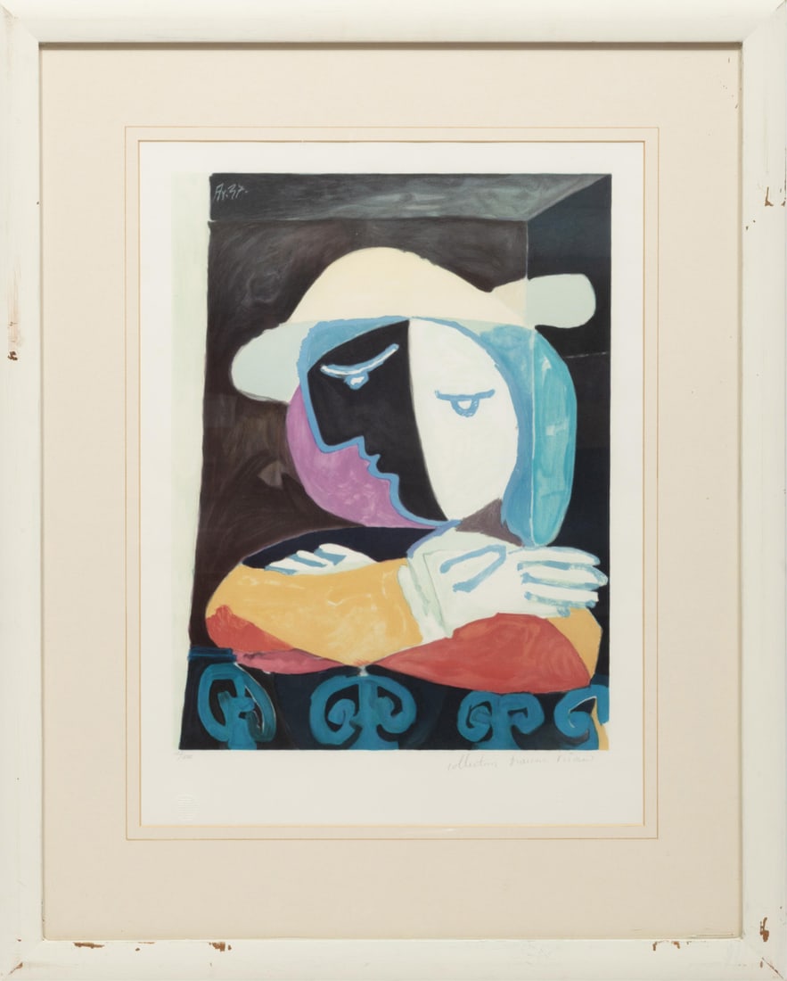 After Pablo Picasso, Spanish 1881-1973, "Femme au Balcon", lithograph: After Pablo PicassoSpanish, 1881-1973"Femme au Balcon"lithograph1979-1982, pencil-signed and inscribed by Marina Picasso, numbered "103/500", printers chop and "A Limited Edition After A Work By Pablo