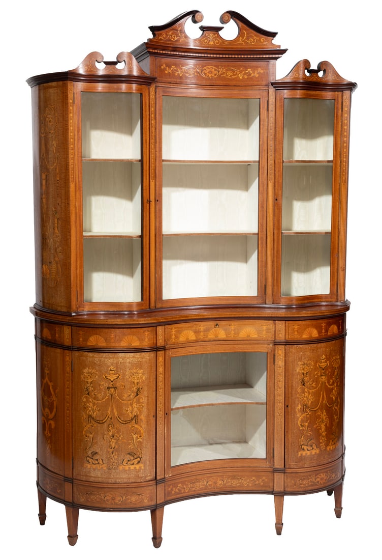 Fine Late Victorian Marquetry and Satinwood China Cabinet (1 of 6)