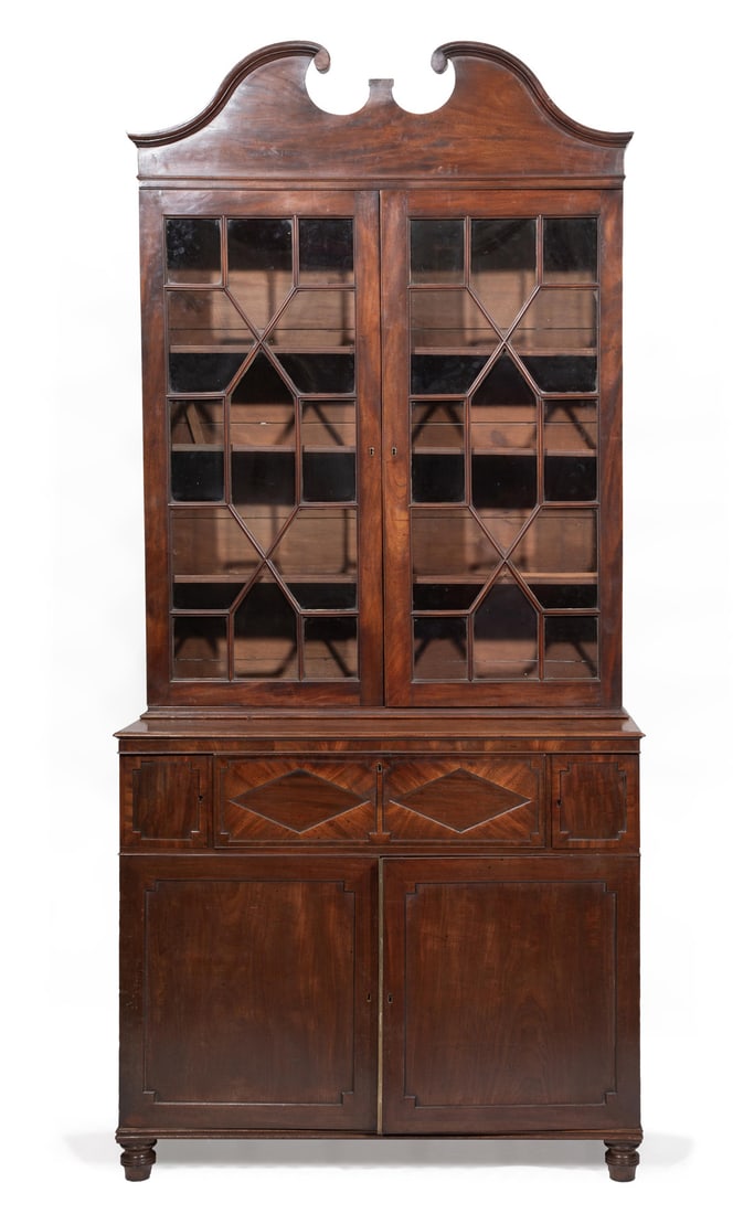Georgian Carved Mahogany Secretary Bookcase (1 of 3)