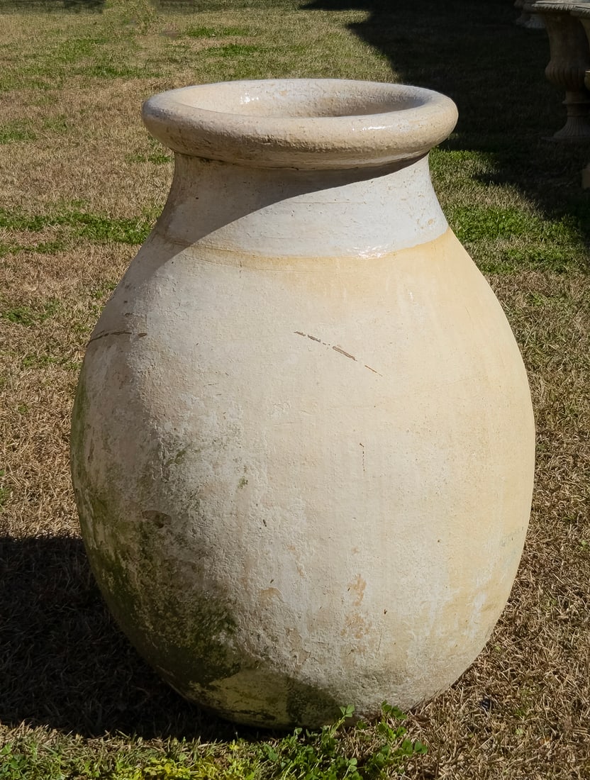 French Olive Jar: French Olive Jarh. 31 in., dia. 21 in.