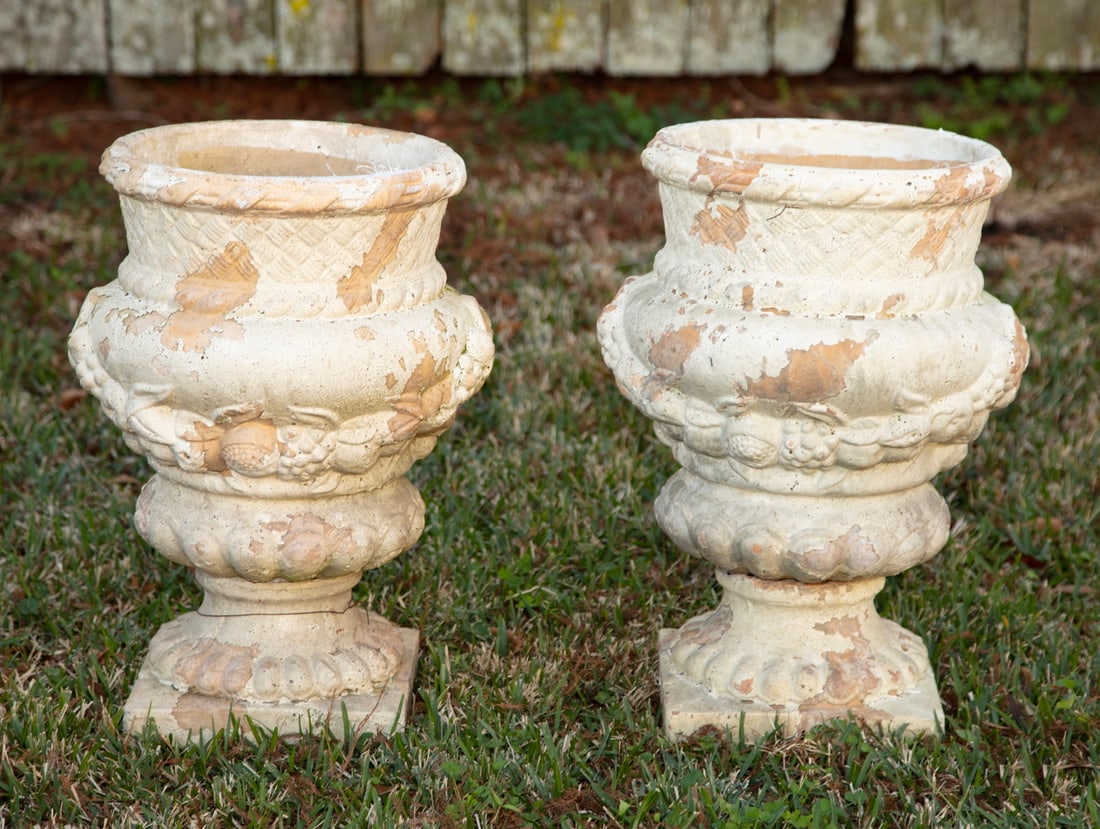 Pair of Glazed-Terracotta Garden Urns (1 of 3)