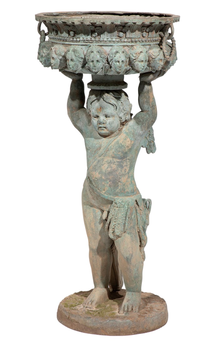 Continental Bronze Figural Garden Jardiniere (1 of 3)