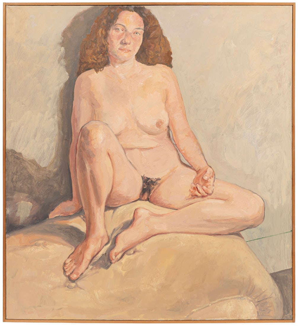 Jean Seidenberg, American/Louisiana 1930-2022, "Joan on the Chaise", oil on canvas: Jean SeidenbergAmerican/Louisiana, 1930-2022"Joan on the Chaise"oil on canvas1996, signed, titled, dated and localized en verso, printed label with artist and title on stretcher, framed.Provenance: Co