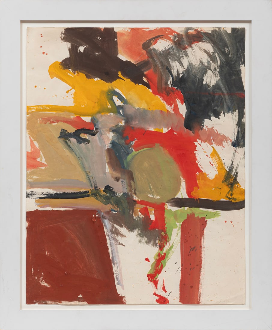 Ronnie Landfield, American/New York b. 1947, ?Kansas City Series 1?, casein and gouache on paper: Ronnie LandfieldAmerican/New York, b. 1947?Kansas City Series 1?casein and gouache on paper1963, signed, dated and localized lower right, ?McClain Gallery, Houston, TX? and "Jacobson Howard Gallery, N