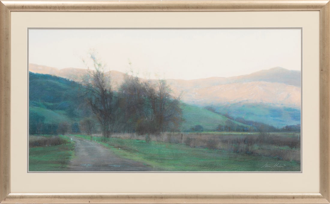 Steve Gordon, American/California b. 1951, "California Landscape", pastel and charcoal on paper: Steve GordonAmerican/California, b. 1951"California Landscape"pastel and charcoal on paper1998, signed and dated lower right, framed.24 x 42 1/4 in. (61 x 107.3 cm.), Frame: 30 x 48 1/2 x 1 1/4 in. (7