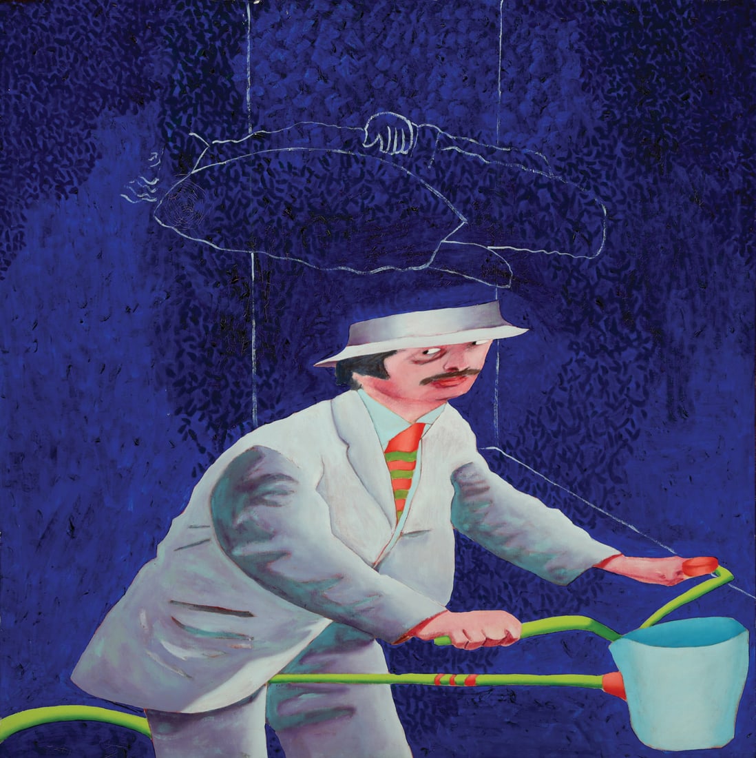 Fred Trenchard, American/Louisiana 1941-2025, "Bicycle Dream", oil and mixed media on canvas (1 of 3)