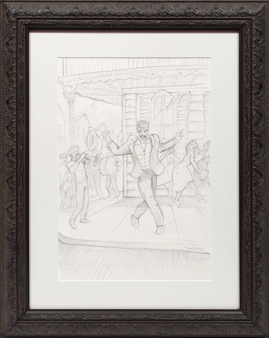 Terrance Osborne, American/Louisiana b. 1976, "Jazz Fest Study No. 1", graphite on paper (1 of 6)