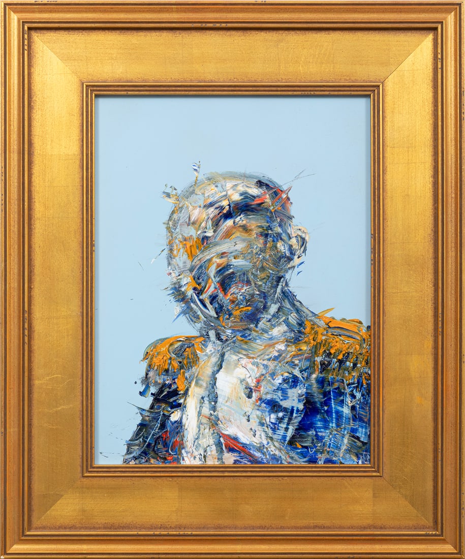 David Harouni, Iranian/Louisiana b. 1962, ?Untitled: Napoleon?, oil on zinc plate: David HarouniIranian/Louisiana, b. 1962?Untitled: Napoleon?oil on zinc platesigned lower right, framed.12 x 9 in. (30.5 x 22.9 cm.), Frame: 17 1/2 x 14 1/2 x 1 1/8 in. (44.5 x 36.8 x 2.9 cm.)