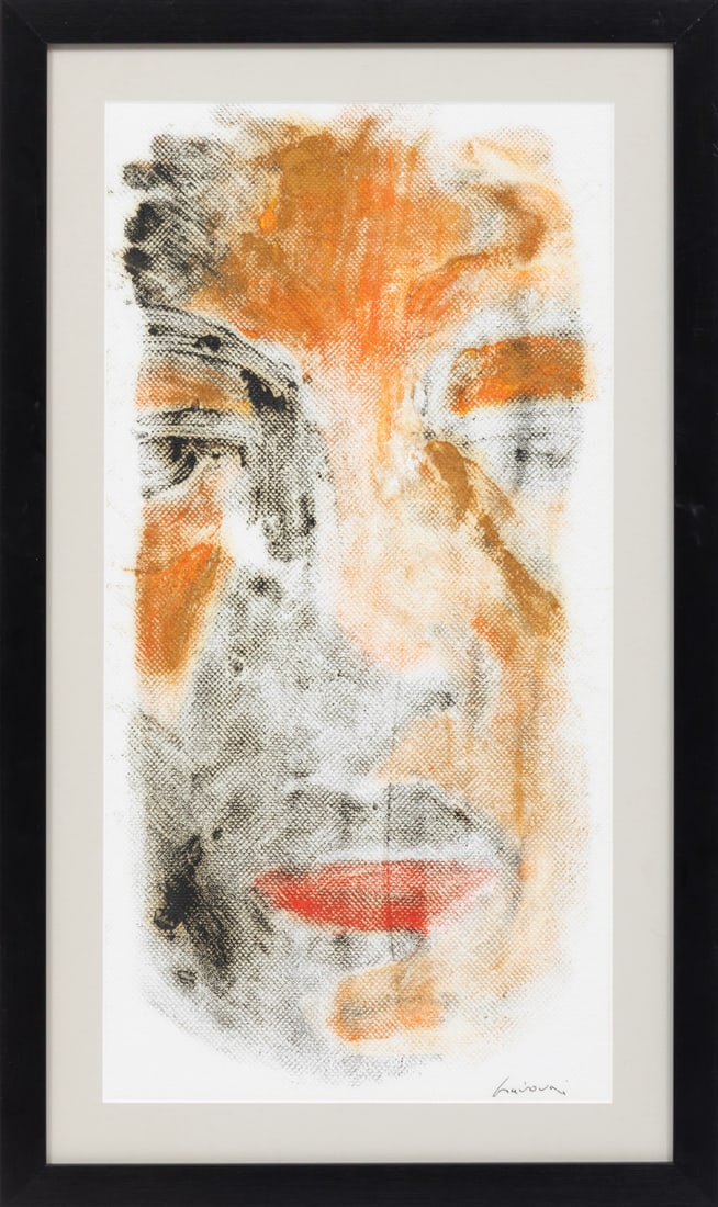 David Harouni, Iranian/Louisiana b. 1962, ?Untitled: Face?, oil on paper towel (1 of 3)