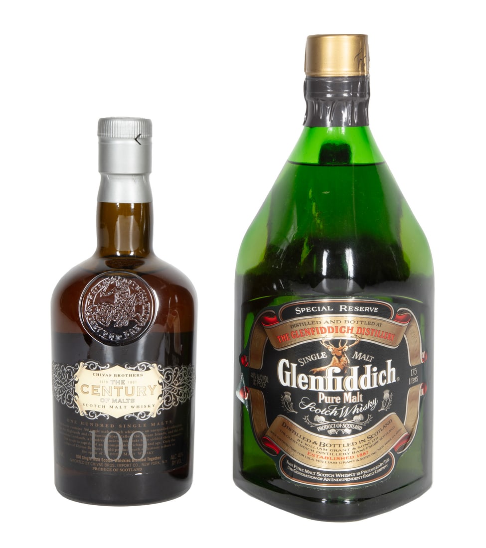 Scotch Whisky Mixed Lot: Scotch Whisky Mixed LotChivas Brothers the Century of Malts Blended Scotch Whisky, 1 bottle, 750ml., bottled 1995; Glenfiddich Special Reserve Single Malt Scotch Whisky, 1 bottle, 1.75L., bottled c. 1